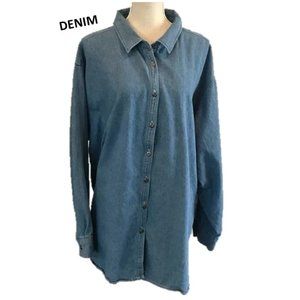 HUNTERS RUN Women's Blue Denim Shirt - 2X